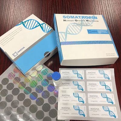 人間の成長ホルモン箱のための再生利用できる40x18mmの銀ぱくのガラス ガラスびんのラベル
